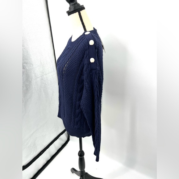 Ralph Lauren Black Label Aran-Knit ‘Refined Navy’ Cotton Sweater Woman’s XLarge - Picture 6 of 9